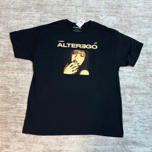 Lisa Alterego Women’s XL Cotton Black Band Tee Printed T-shirt Grunge Retro New